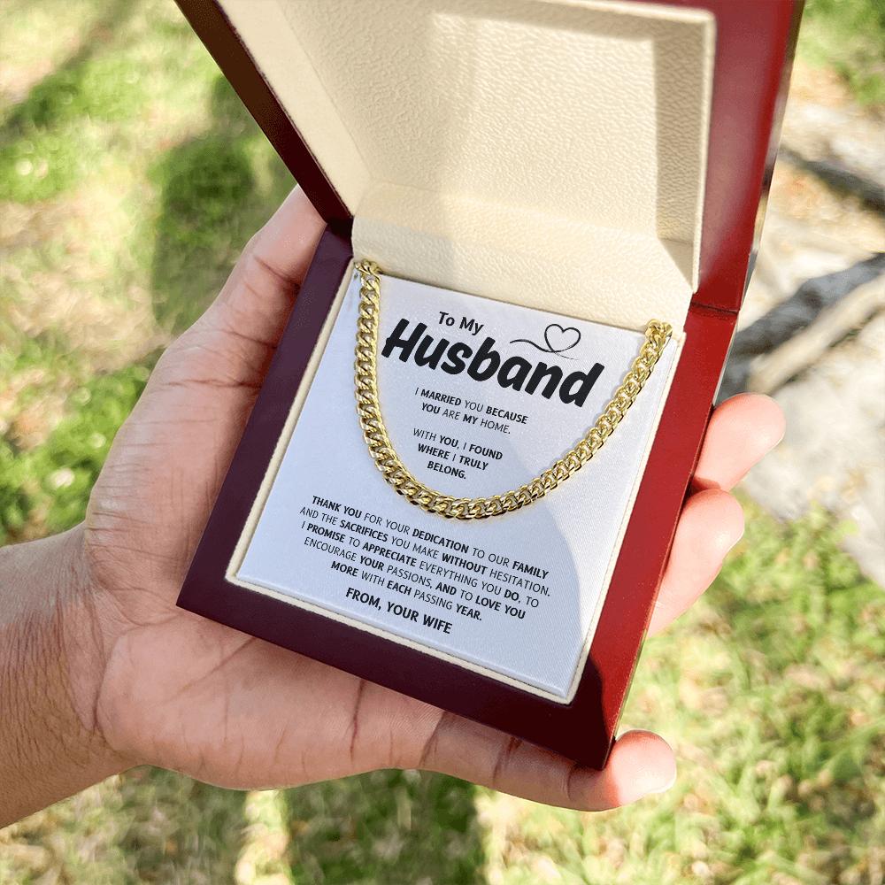 To My Husband | My Home and My Heart | Cuban Link Chain