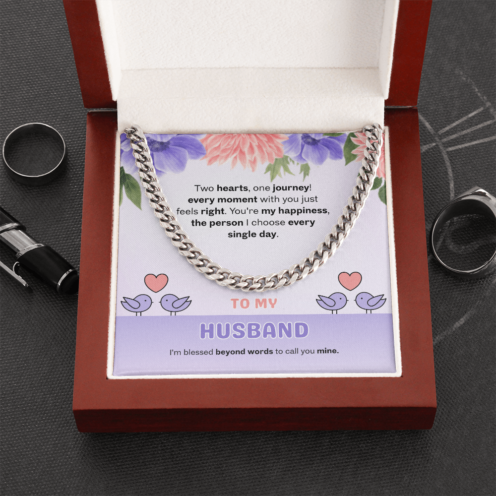 To My Husband | Two Hearts, One Journey | Cuban Link Chain