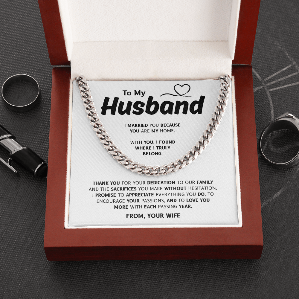 To My Husband | My Home and My Heart | Cuban Link Chain