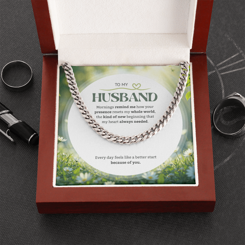 To My Husband | My New Beginning | Cuban Link Chain
