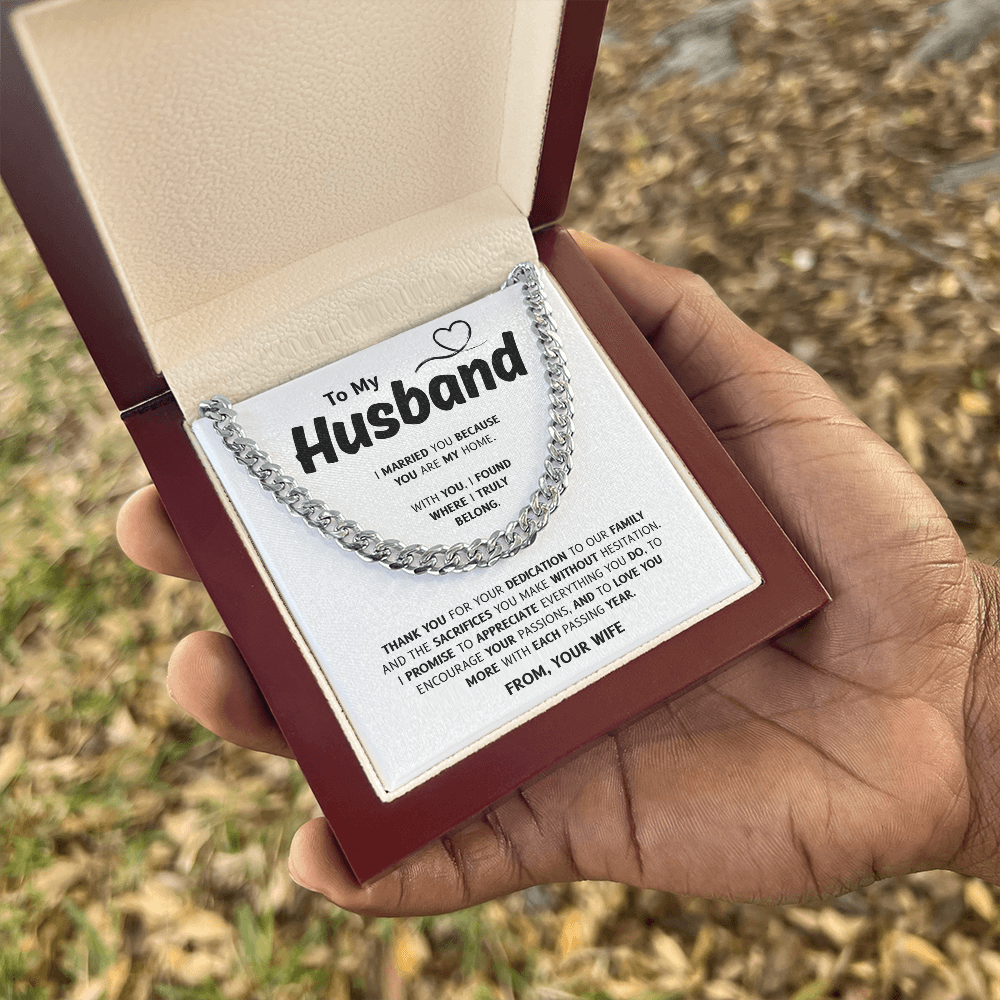 To My Husband | My Home and My Heart | Cuban Link Chain