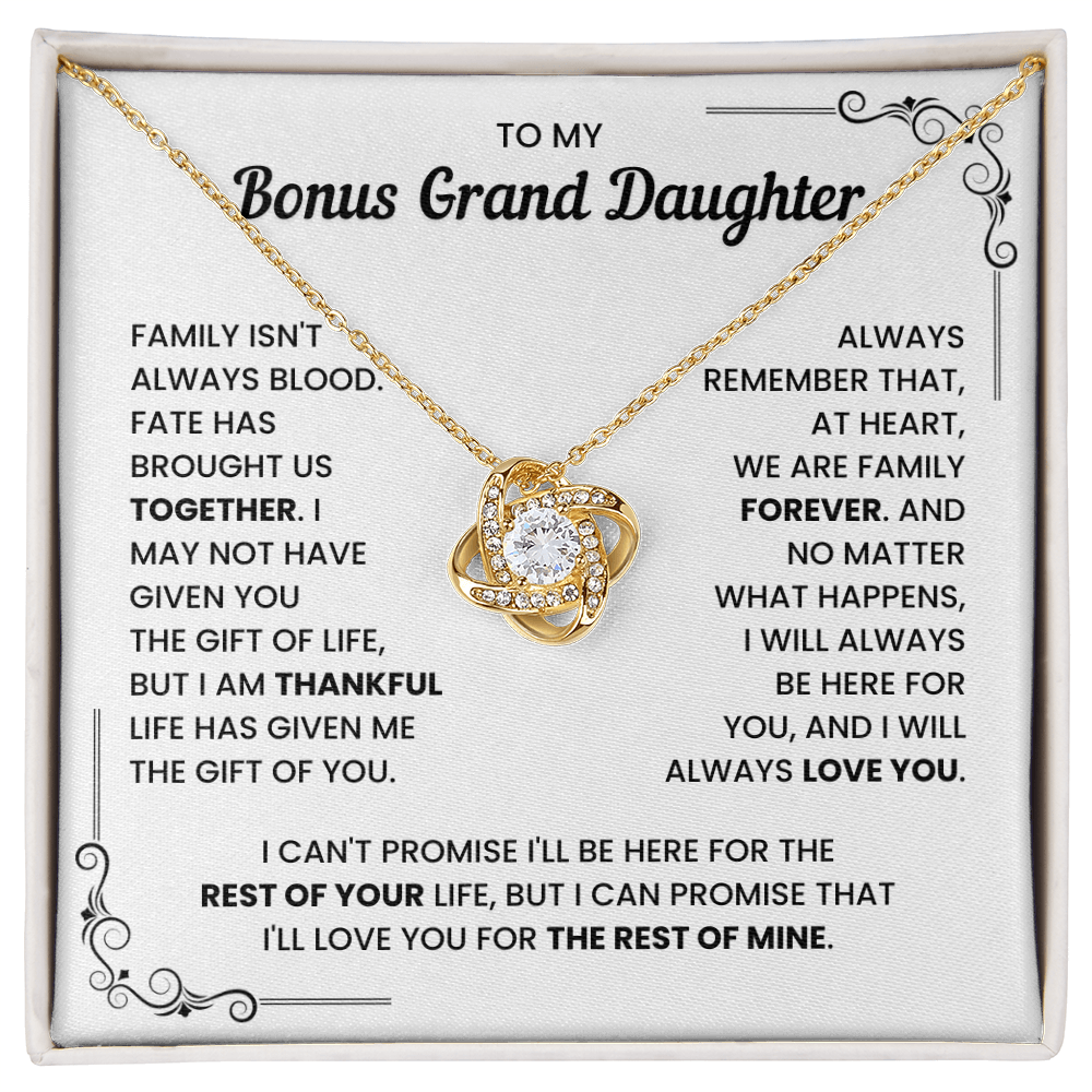 To My Bonus Granddaughter – We Are Family Forever – Love Knot Necklace