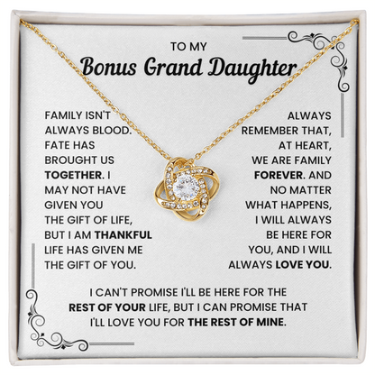 To My Bonus Granddaughter – We Are Family Forever – Love Knot Necklace