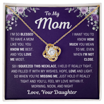 To My Mom – You Mean Everything – Love Knot Necklace