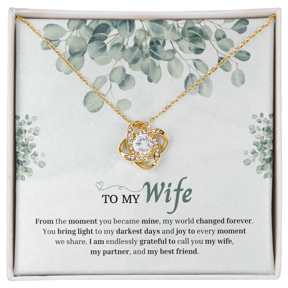 To My Wife | You Changed My World Forever | Love Knot Necklace