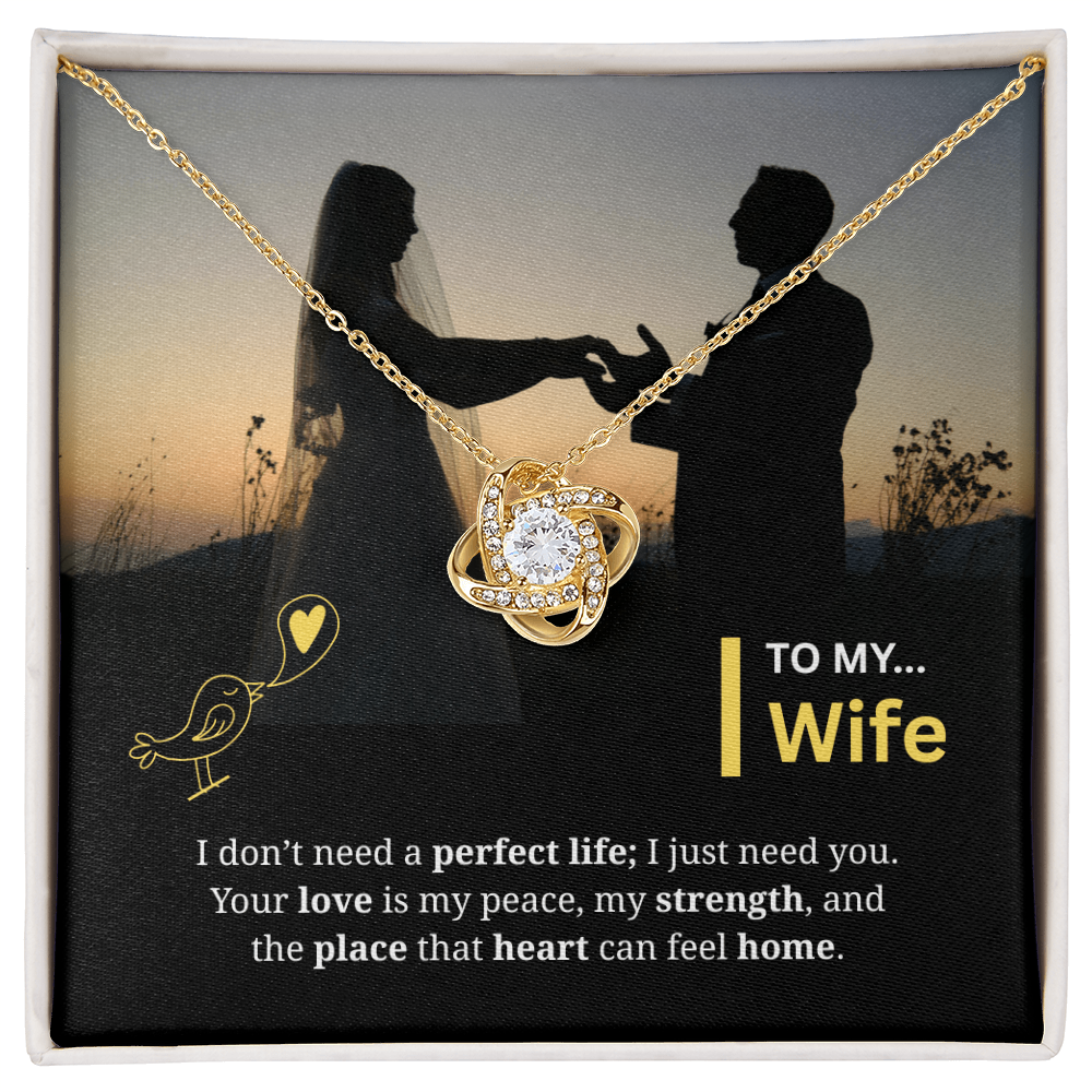 To My Wife | My Heart Feels Home With You | Love Knot Necklace