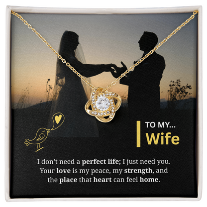 To My Wife | My Heart Feels Home With You | Love Knot Necklace