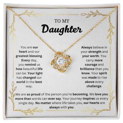 To My Daughter | Proud of the Person You're Becoming | Love Knot Necklace