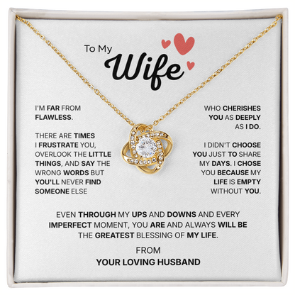 To My Wife | Chosen With All My Heart | Love Knot Necklace