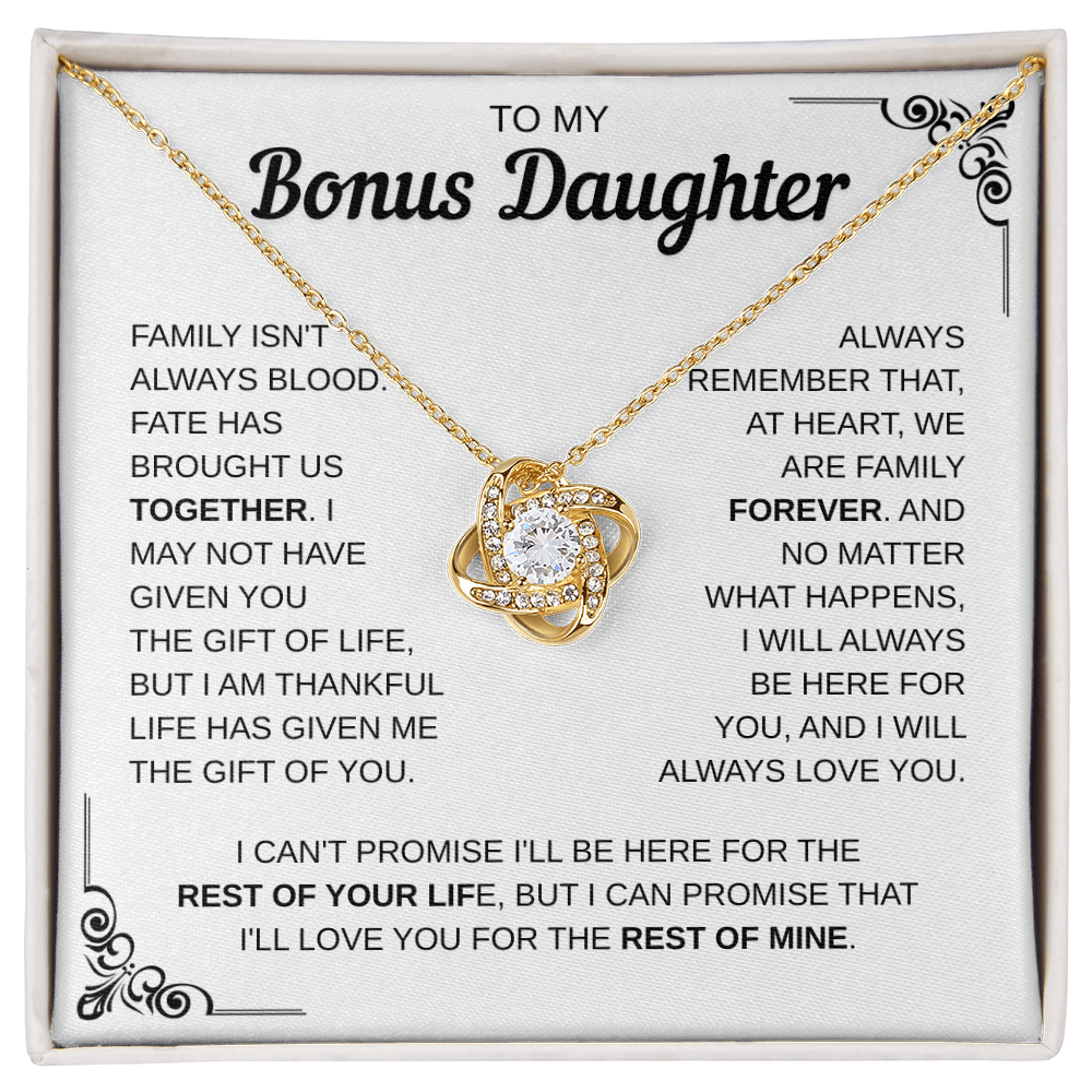 To My Bonus Daughter | Forever Part Of My Family | Love Knot Necklace