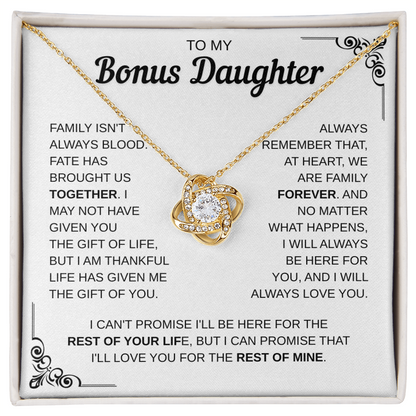 To My Bonus Daughter | Forever Part Of My Family | Love Knot Necklace