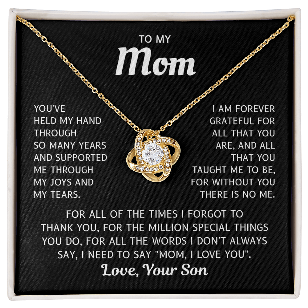To My Mom – Always In My Heart – Love Knot Necklace