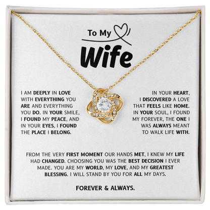 To My Wife | My World, My Love, My Blessing | Love Knot Necklace