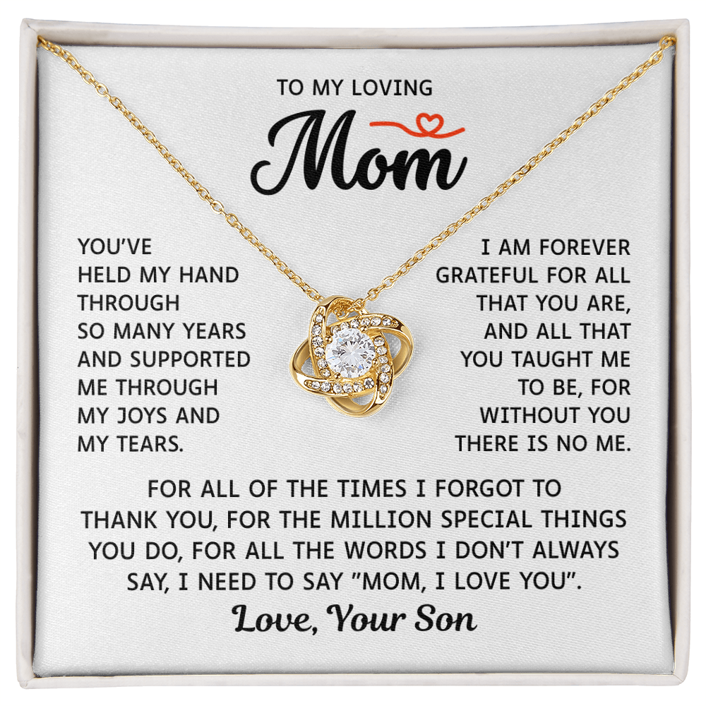 To My Mom – Forever Grateful Always – Love Knot Necklace
