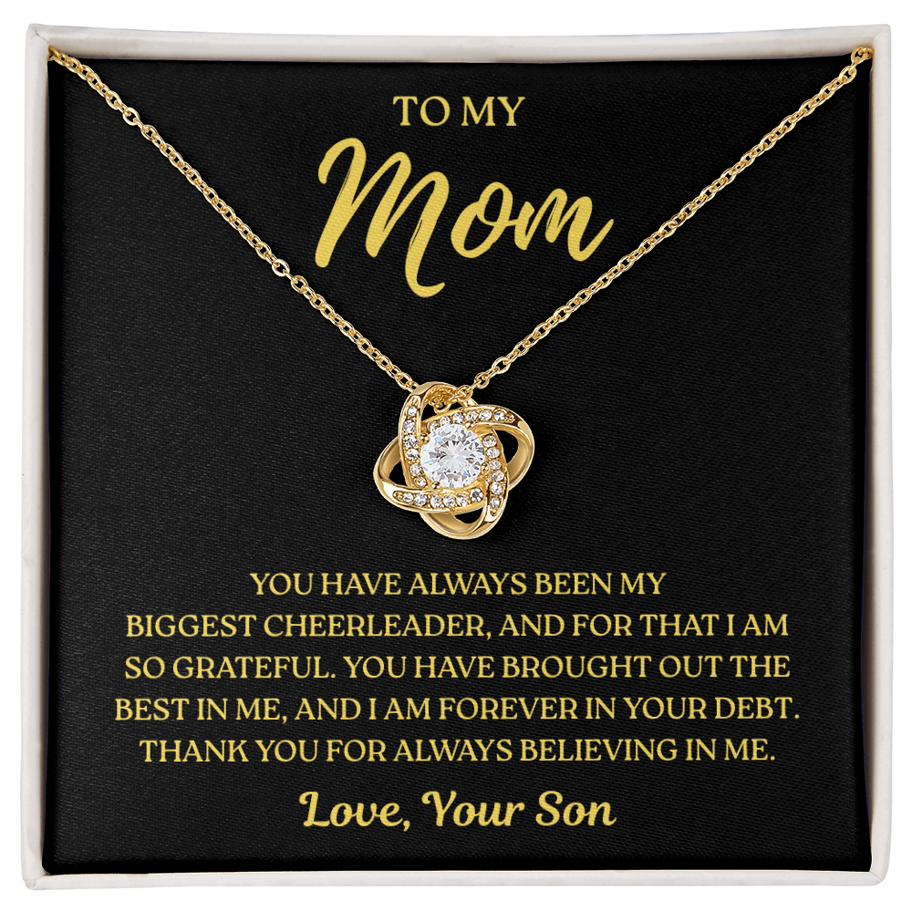 To My Mom – Biggest Cheerleader Always – Love Knot Necklace