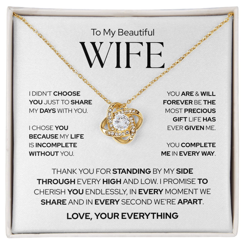 To My Wife | The Most Precious Gift in My Life | Love Knot Necklace