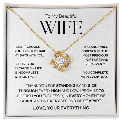 To My Wife | The Most Precious Gift in My Life | Love Knot Necklace