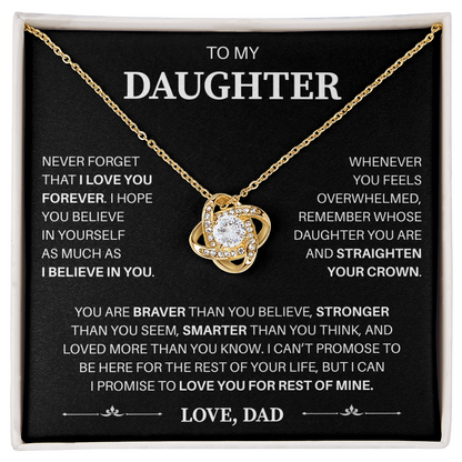 To My Daughter | Believe In Yourself Always | Love Knot Necklace