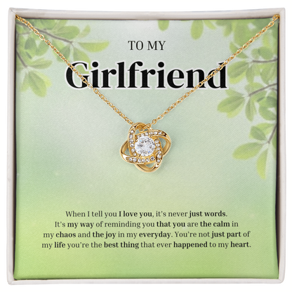 To My Girlfriend | Grateful for the Joy You Bring | Love Knot Necklace