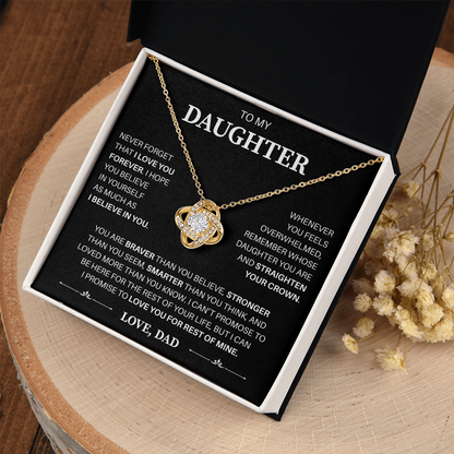 To My Daughter | Believe In Yourself Always | Love Knot Necklace