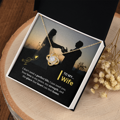 To My Wife | My Heart Feels Home With You | Love Knot Necklace