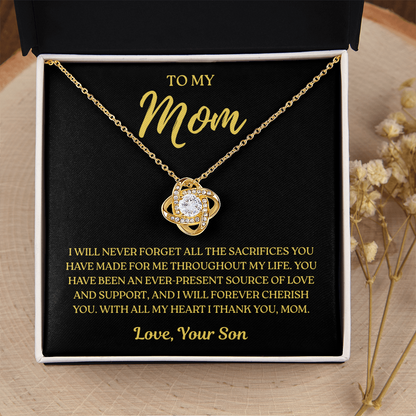 To My Mom – Cherish You Forever – Love Knot Necklace