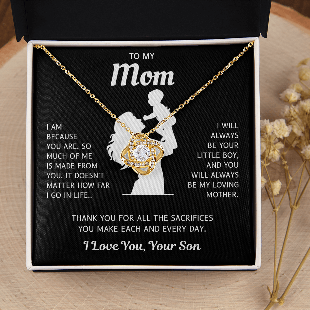 To My Mom – Because Of You – Love Knot Necklace