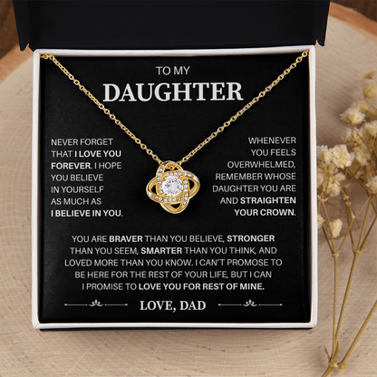 To My Daughter | Believe In Yourself Always | Love Knot Necklace