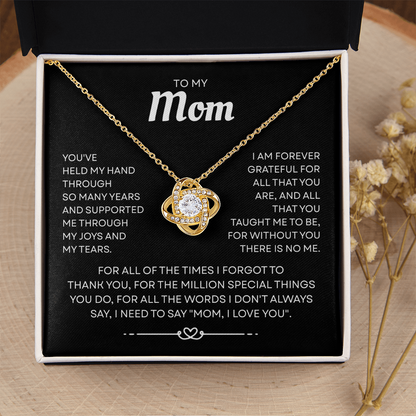 To My Mom – Forever Thankful Heart – Love Knot Necklace