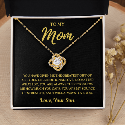 To My Mom – Unconditional Love Always – Love Knot Necklace
