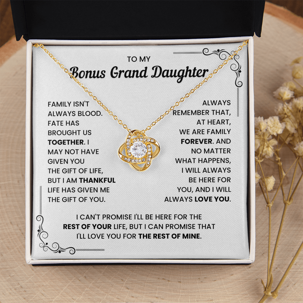 To My Bonus Granddaughter – We Are Family Forever – Love Knot Necklace