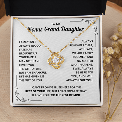 To My Bonus Granddaughter – We Are Family Forever – Love Knot Necklace