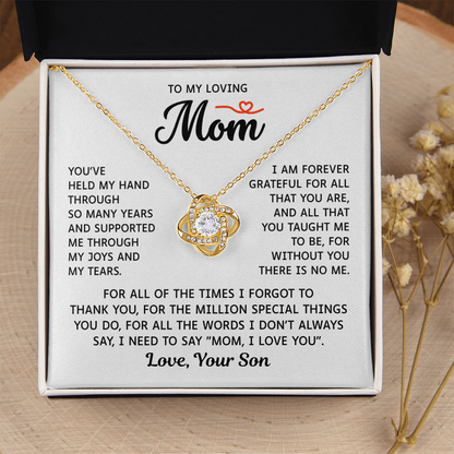 To My Mom – Forever Grateful Always – Love Knot Necklace