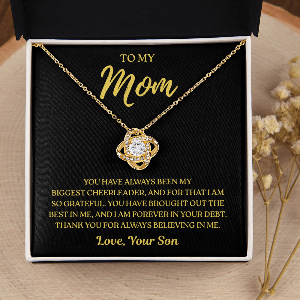 To My Mom – Biggest Cheerleader Always – Love Knot Necklace