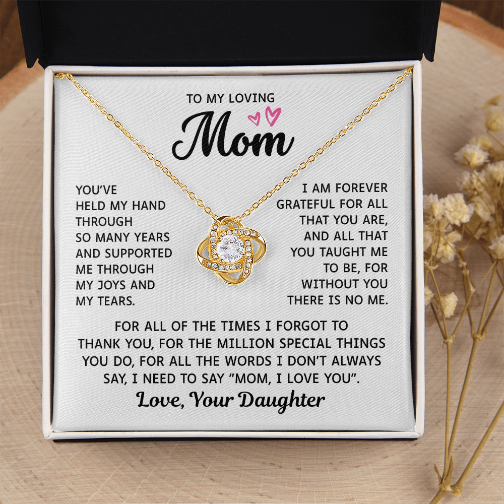 To My Mom – Forever Grateful Always – Love Knot Necklace