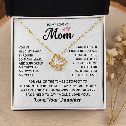 To My Mom – Forever Grateful Always – Love Knot Necklace