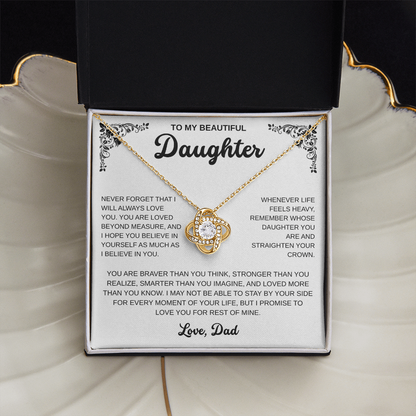 To My Daughter | A Father's Endless Love | Love Knot Necklace