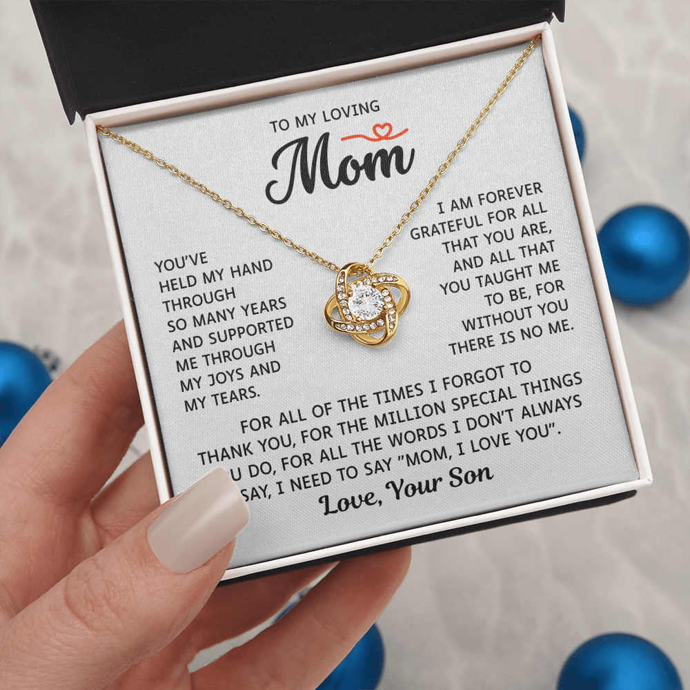 To My Mom – Forever Grateful Always – Love Knot Necklace