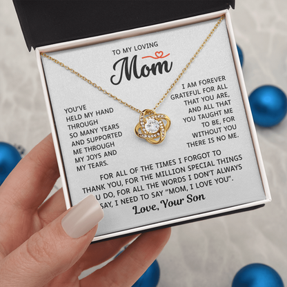 To My Mom – Forever Grateful Always – Love Knot Necklace