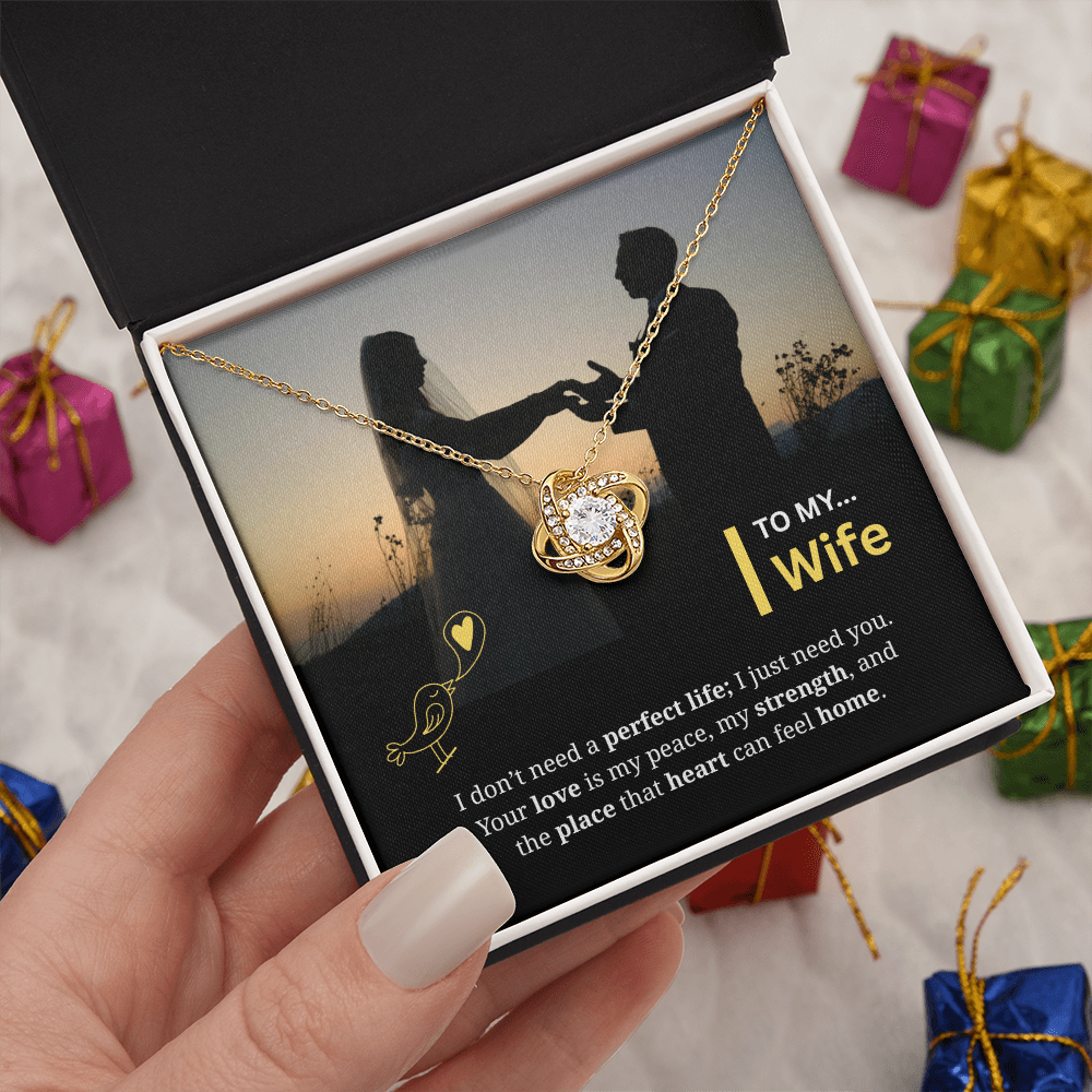 To My Wife | My Heart Feels Home With You | Love Knot Necklace