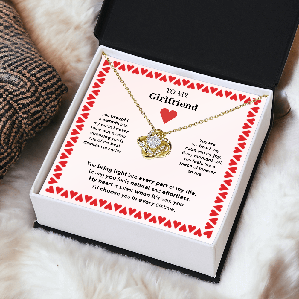 To My Girlfriend | Your Presence Brings Me Joy | Love Knot Necklace