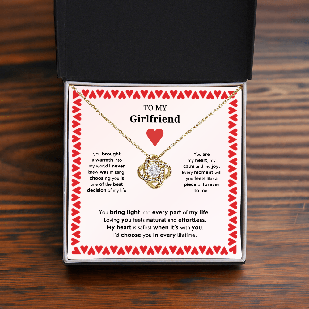 To My Girlfriend | Your Presence Brings Me Joy | Love Knot Necklace