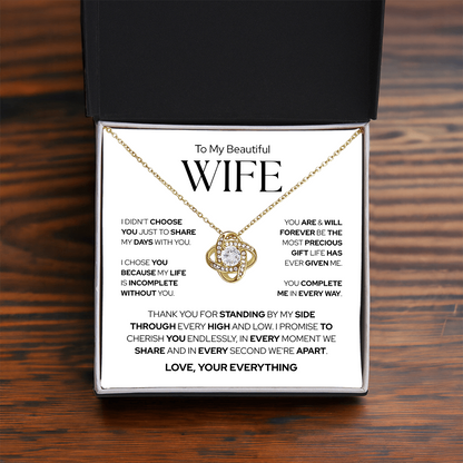 To My Wife | The Most Precious Gift in My Life | Love Knot Necklace