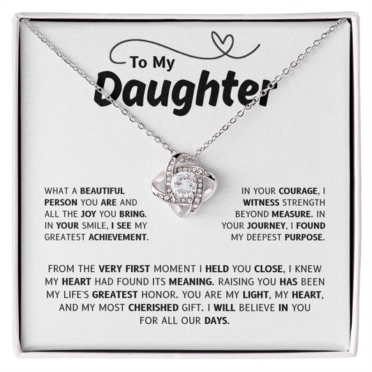 To My Daughter | A Timeless Keepsake From Loving Parents | Love Knot Necklace