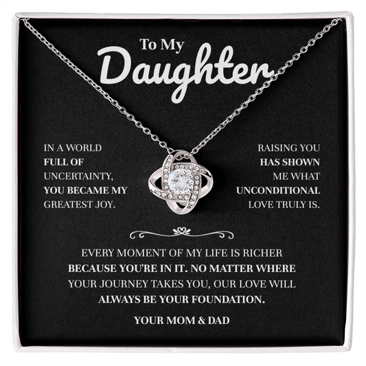 To My Daughter | A Meaningful Gift From Mom & Dad | Love Knot Necklace