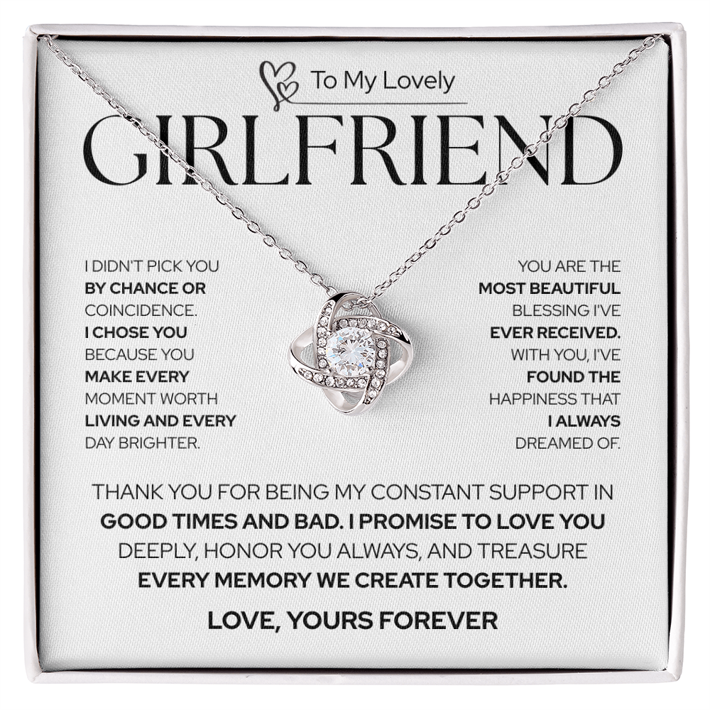 To My Girlfriend | Not by Chance, But by Choice | Love Knot Necklace
