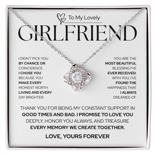 To My Girlfriend | Not by Chance, But by Choice | Love Knot Necklace