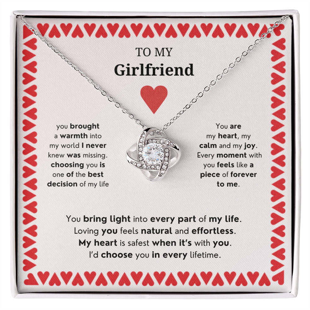 To My Girlfriend | Your Presence Brings Me Joy | Love Knot Necklace