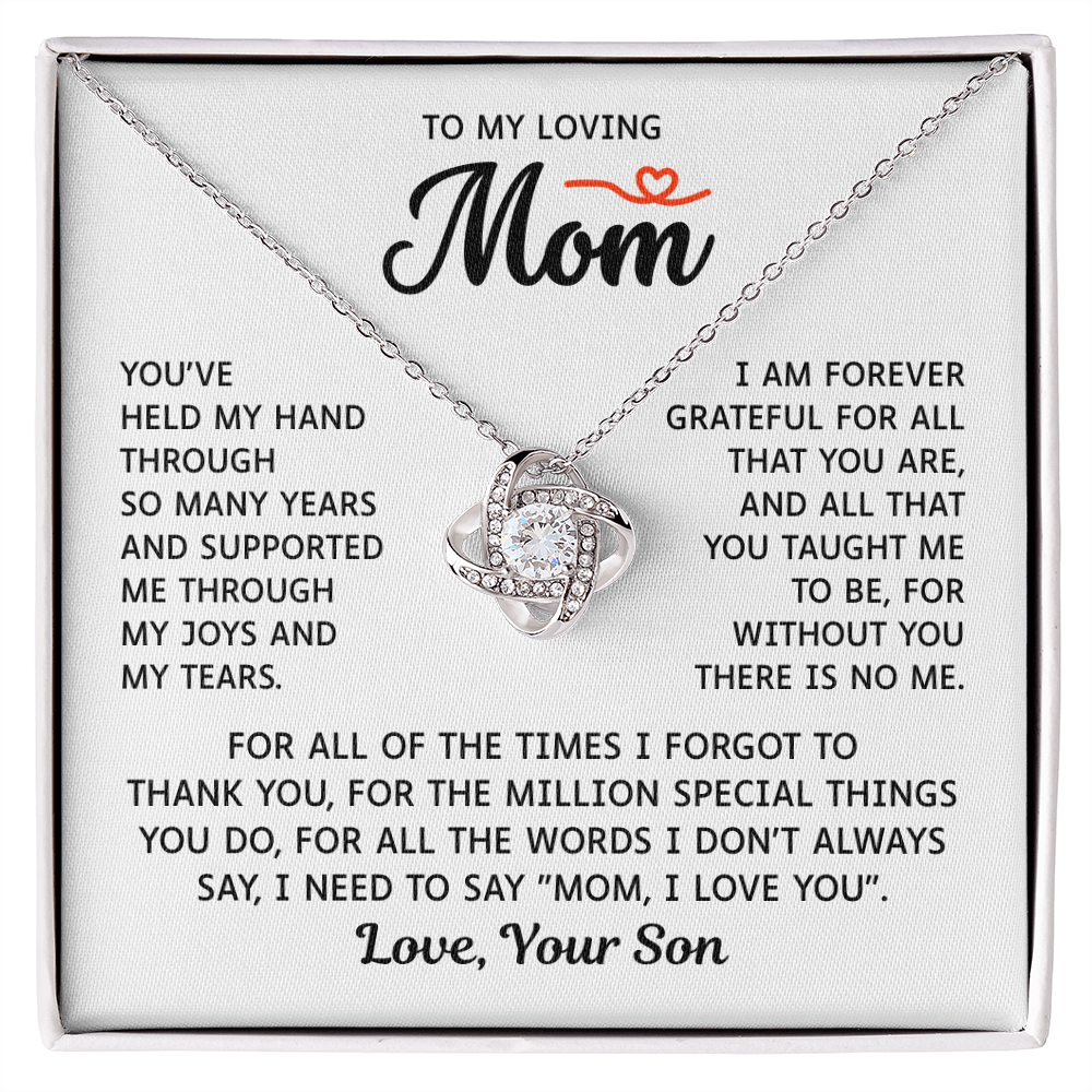 To My Mom – Forever Grateful Always – Love Knot Necklace