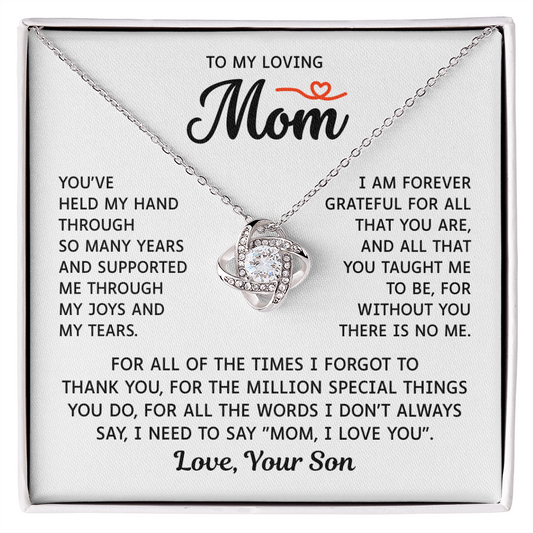 To My Mom – Forever Grateful Always – Love Knot Necklace